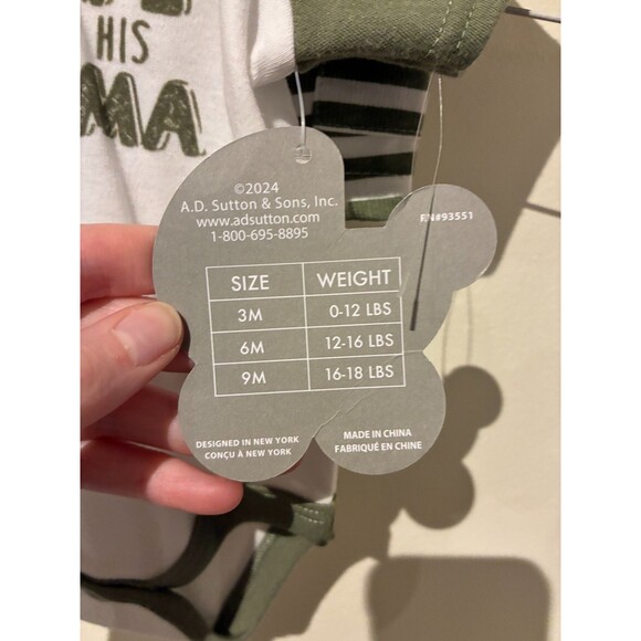 NWT Baby Essentials Green 3-Piece "Love Mama" Outfit - 3-6M - Picture 3 of 4